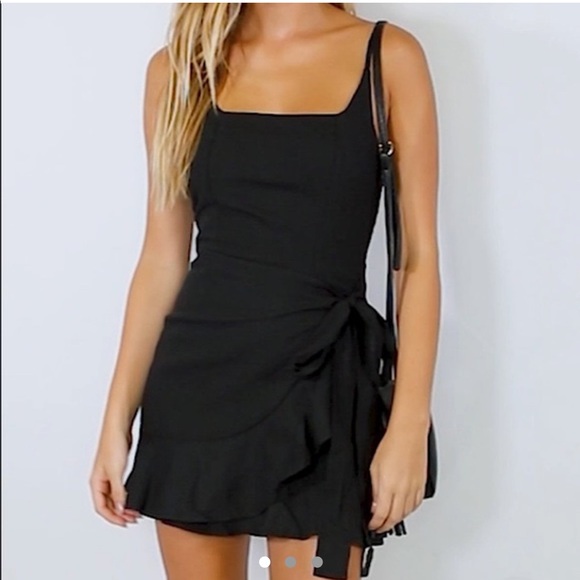 Black princess polly love lane mini wrap dress - Picture 1 of 3